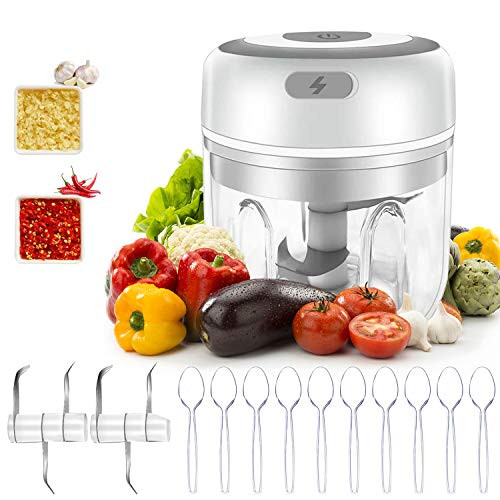 Electric Mini Garlic Chopper Slicer, Wireless Portable Mini Chopper Food Processor With USB Charging, Small blender Garlic Grinder for Garlic Meat Fruits Vegetables Nuts Onions Baby Food -250ml-