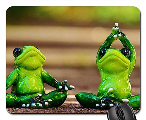 Mouse Pad - Frogs Figure Yoga Gymnastics Funny Frog Green 3