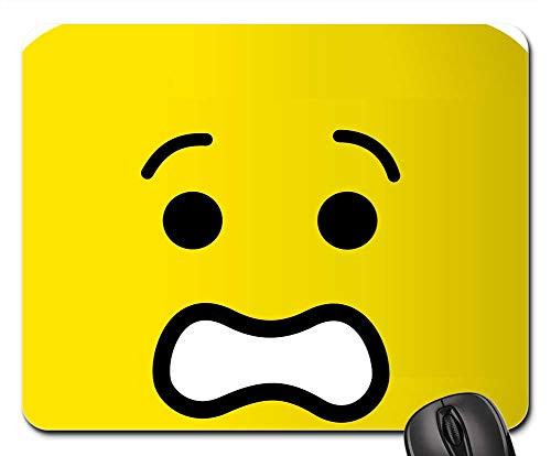 Mouse Pad - Toy Yellow Smiley Head People Figure Face Scared