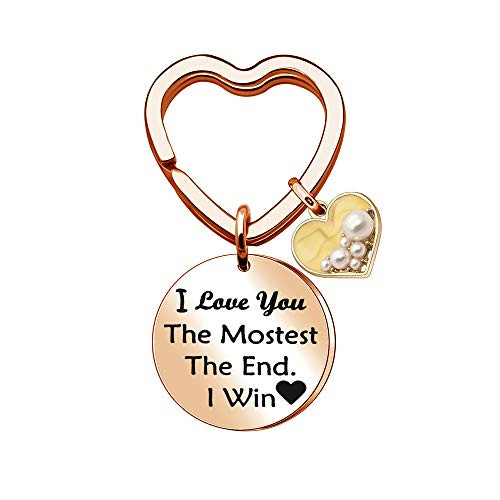 CAROMAY Couple Key Chains Rings Wife Husband Keyrings for Boyfriend Girlfriend Keychain Valentines Day Birthday Gift -Rose Gold-