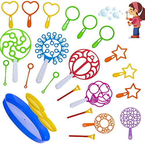 Tikeciti 25 PCS Bubble Wands Set, Giant Bubble Wands Colorful Bubble Wands Toys Bubble Games for Kids Outdoor Activity Party Favors Wedding Party and Birthday Party