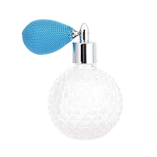 Topxome 1pcs 100ml Vintage Perfume Bottle Short Spray Atomizer Refillable Empty Glass -Blue-