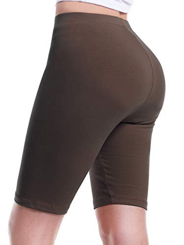 Design by Olivia Women's Basic Solid Cotton Active Yoga Biker Shorts Americano 2X