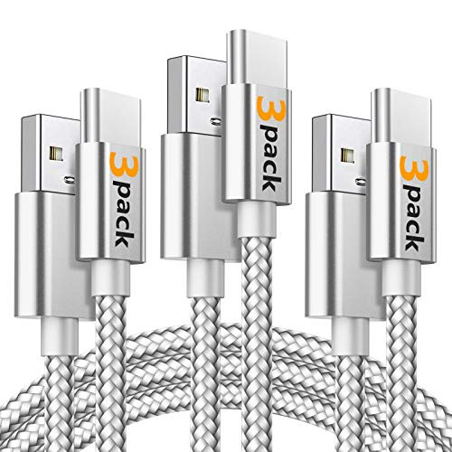 USB Type C Cable, OULUOQI 3-Pack-6ft- USB C Cable 3A Fast Charging Nylon Braided Cord-USB 2.0- Compatible with Samsung Galaxy S10 S9 Note 9 8 S8 Plus,LG V30 V20 G6 G5,Google Pixel