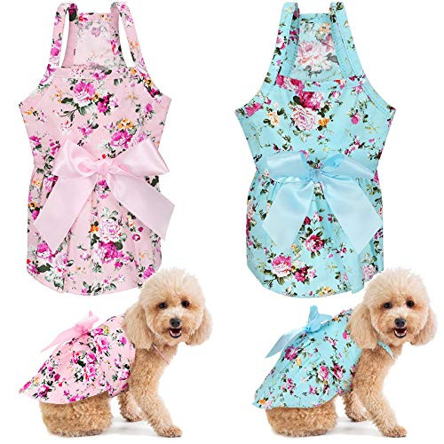 2 Pieces Dog Dress Girl Bowknot Floral Dress Cute Rosette Dog Sundress Dog Princess Dresses for Small Pet Puppy Dogs and Cats -Flower Pattern,XL- 2 Pieces Dog Dress Girl Bowknot Floral Dress Cute Rosette Dog Sundress Dog Princess Dresses for Small Pet Puppy Dogs and Cats -Flower Pattern,XL-