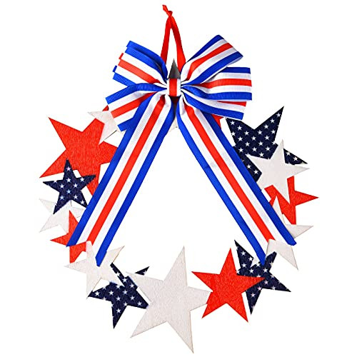 Patriotic Wooden Sign Independence Day Hanging Wall Art Patriotic Wreath Front Door Decoration for 4th of July Indoor Outdoor Home Decor Patriotic Wooden Sign Independence Day Hanging Wall Art Patriotic Wreath Front Door Decoration for 4th of July Indoor Outdoor Home Decor