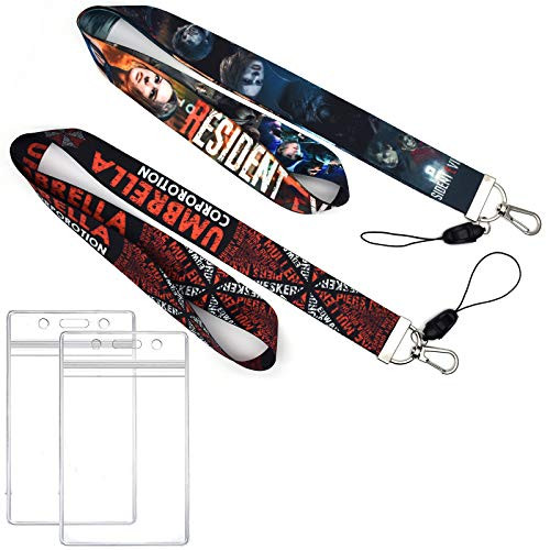 GTOTd Resident Evil Lanyard Horror Themes with id Holder?2 Pack?for Keys String Wallet.Horror merch Gifts Resident Evil Lanyard Keychains for Teens Kids.