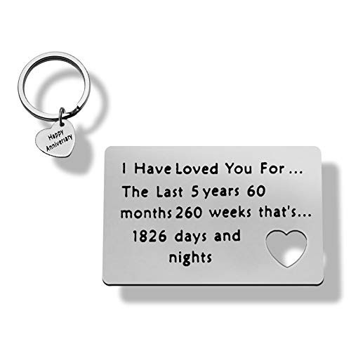 Engraved Wallet Inserts 2Pcs 5 th Anniversary Present for Him,Her,Couple,Husband,Wife Anniversary Wallet Card and Heart Keychain Set Love Note Anniversary Card for Husband from Wife Deployment Gifts Engraved Wallet Inserts 2Pcs 5 th Anniversary Present for Him,Her,Couple,Husband,Wife Anniversary Wallet Card and Heart Keychain Set Love Note Anniversary Card for Husband from Wife Deployment Gifts