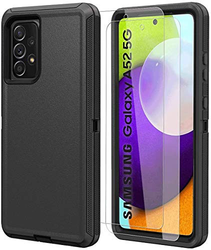 ONOLA Compatible with Samsung A52 5G Case with HD Screen Protector -2 Pack- -Suitable for 4G and 5G-,Galaxy A52 5G Case Full Body 3 in 1 Durable for Samsung Galaxy A52 -Black, Galaxy A52-