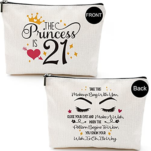 21st Birthday Gifts for Her Daughter Sister Friends Bestie BFF-The Princess is 21-Funny Makeup Bag Gifts