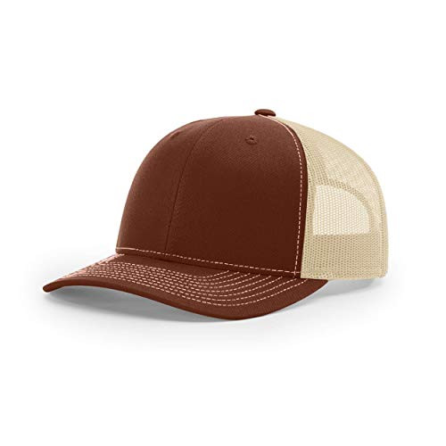 Richardson Unisex 112 Trucker Adjustable Snapback Baseball Cap, Split Brown/Khaki, One Size Fits Most