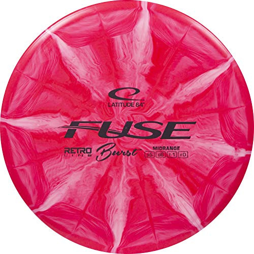 Latitude 64 Retro Burst Fuse Midrange Disc Golf Disc - Easy to Throw Frisbee Golf Midrange - Great for Beginners - 170g Plus - Stamp Color and Burst Pattern Will Vary -Red-