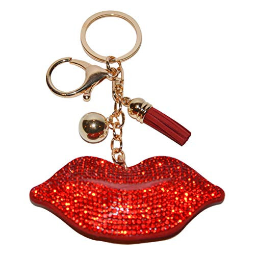 Popfizzy Bling Keychain Key FOB Backpack or Purse Charm Fun Decorative Accessory -Red Lips-