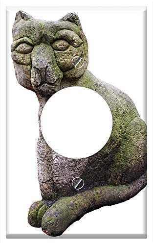 Single Hole Device Receptacle Wall Plate Cover - Lynx Figure Predator Ceramic Animal Figure