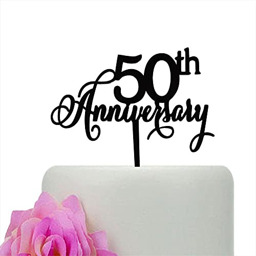 50th Anniversary Cake Topper, 50th Wedding Anniversary Party Decors, Happy 50th Birthday Cake Toppers, Acrylic Mirror Black