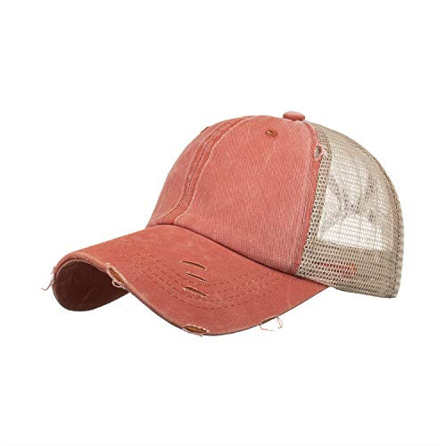 Naivlizer Baseball Cap Ponytail Trucker Dad Hat Baseball Hat Messy High Bun Ponycaps Washed, Orange Naivlizer Baseball Cap Ponytail Trucker Dad Hat Baseball Hat Messy High Bun Ponycaps Washed, Orange