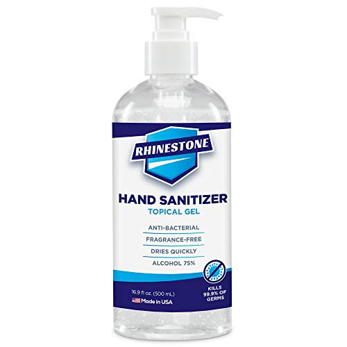 RHINESTONE Gel Hand Sanitizer - Advanced No-Rinse Gel - 75 percent Ethyl Alcohol - Made in USA - 16.9 Fl. OZ with Pump