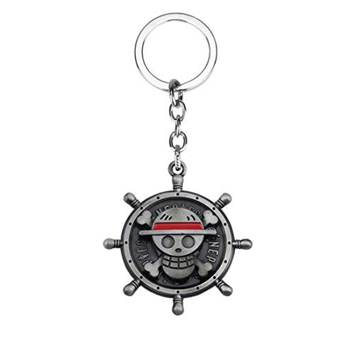 Hot Japan Anime One Piece Keychain Pirate Skull Key Chain Cosplay -Silver-