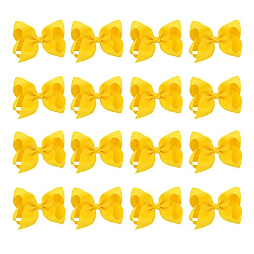 DEEKA 16 PCS 4" Hand-made Hair Bow Grosgrain Ribbon Solid Color Hair Bow Alligator Clips Hair Accessories for Little Teen Toddler Girls -Yellow DEEKA 16 PCS 4" Hand-made Hair Bow Grosgrain Ribbon Solid Color Hair Bow Alligator Clips Hair Accessories for Little Teen Toddler Girls -Yellow