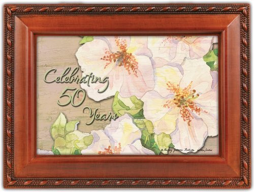 Cottage Garden Celebrating 50 Years Woodgrain Rope Trim Jewelry Music Box Plays Unchained Melody