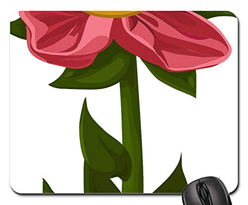 Mouse Pad - Flower Petals Button Stem Leaves Nature Floral