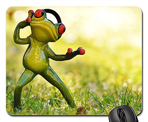 Mouse Pad - Frog Meadow Headphones Music Figure Animal Green