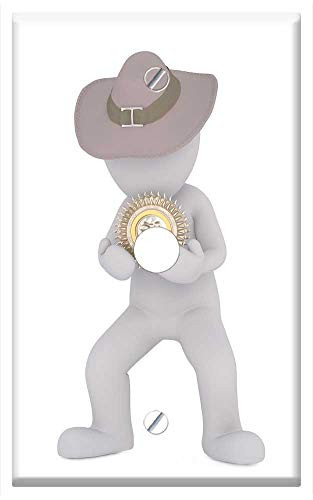 Single Hole Device Telephone/Cable Wall Plate Cover - Hat Man Mr Human Game Figure Stone Archaeologist 1