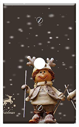 Single Hole Device Telephone/Cable Wall Plate Cover - Christmas Figures Winter Snow Ski Funny Animal 2