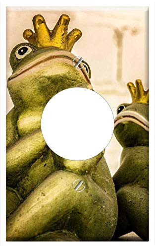 Single Hole Device Receptacle Wall Plate Cover - Frog King Figure Crown Frog Prince Fairy Tale
