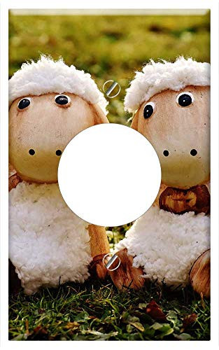 Single Hole Device Receptacle Wall Plate Cover - Sheep Deco Ceramic Cute Figure Soft Toy Wool 11