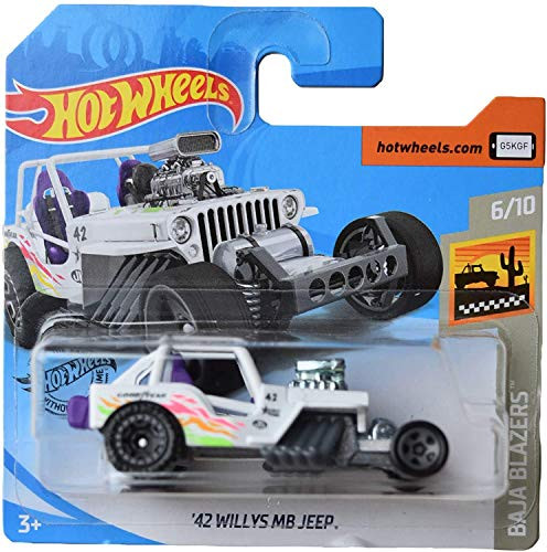 DieCast Hotwheels '42 Willys MB Jeep -White- 6/10, Short Card
