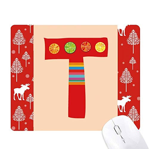 T Alphabet Orange Fruit Cute Pattern Christmas Woods Forest Deer Elk Mouse Pad