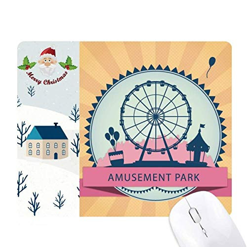 Amusement Park Black Ferris Wheel Pattern Santa Claus House Mouse Pad Gift
