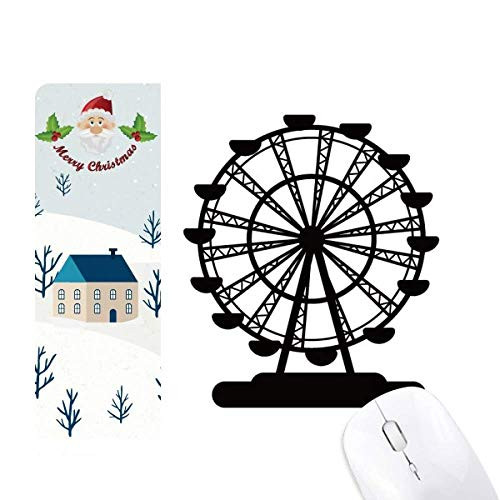Black Ferris Wheel Amusement Park Outline Santa Claus House Mouse Pad Gift