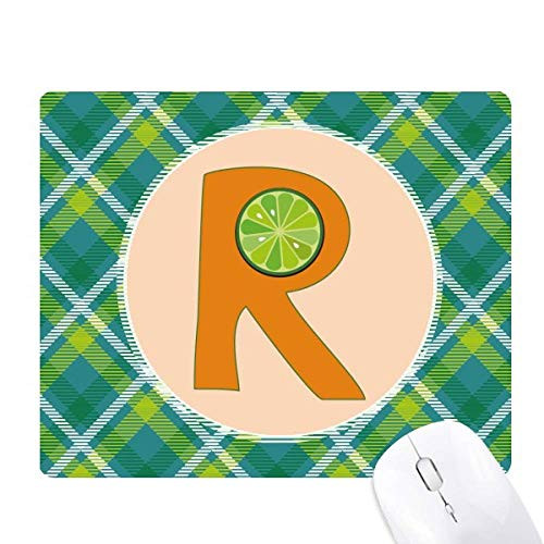 R Alphabet Orange Fruit Green Lattices Grid Pixel Mouse Pad