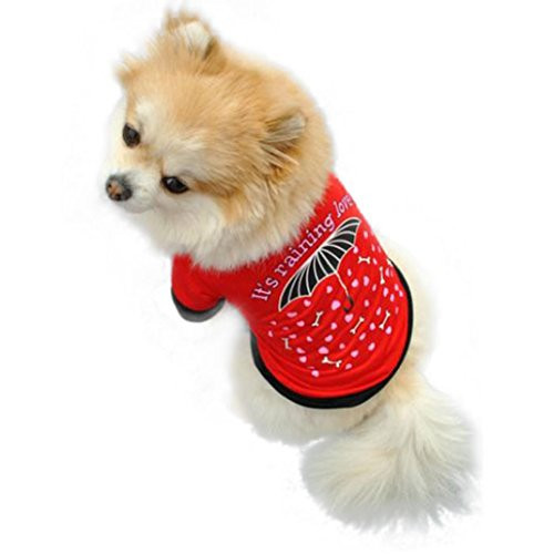 Howstar Pet Clothes, Puppy Umbrella Print T-Shirt Dog Sweatshirt Apparel -XS, Red- Howstar Pet Clothes, Puppy Umbrella Print T-Shirt Dog Sweatshirt Apparel -XS, Red-