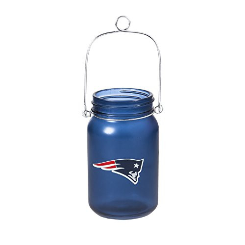 Team Sports America New England Patriots Mason Jar LED Lantern with String Lights, Team Logos and Colors