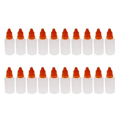 Othmro PE Translucent Dropper Bottle, 30ml/1.01oz Small Mouth Drop Bottles Empty Squeezable Eye Liquid Dropper Bottle Orange Cap 20pcs