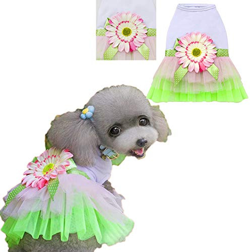 Sebaoyu Dog Dresses for Small Dogs Summer Pet Costume Sun Flower Skirt Dog Tutus Cute Puppy Clothes Apparel Cat Outfits for Small, Medium,Large Girl Breed Doggie -Sun Flower, Small-
