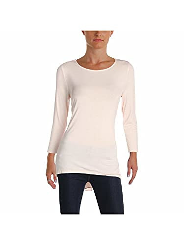 Alfani Womens High-Low Mixed Media Pullover Top Pink M