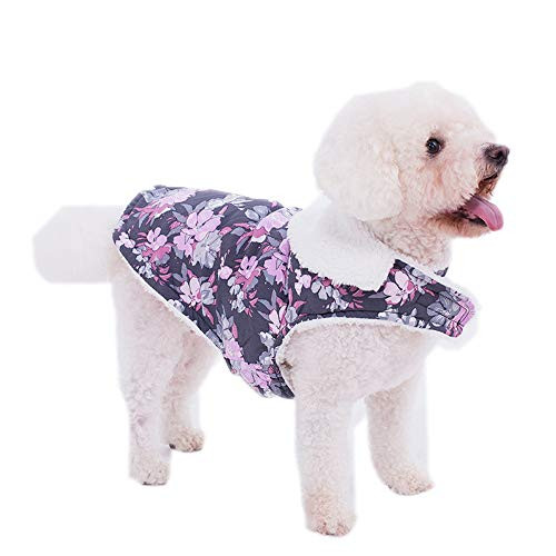 BBEART Pet Clothes, Dog Winter Coat Print Flower Jacket Cold Weather Costume for Puppy Small Medium Dog -S, Purple-