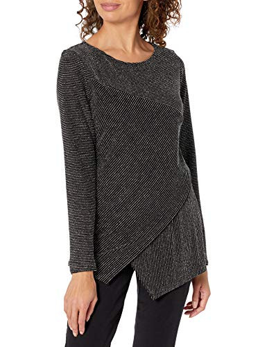 Karen Kane Women's Asymmetric TOP, Black W/Silver, 3X