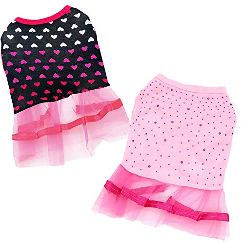 Dog Clothes for Small Medium Large Dogs Sebaoyu Girl Boy Dog Dress-Chihuahua Ropa para Perros Teacup Clothes-Cat Apparel-Female Dog Dresses-Dog Tutu-Summer Dog Wedding Dress 2 Pack -M-