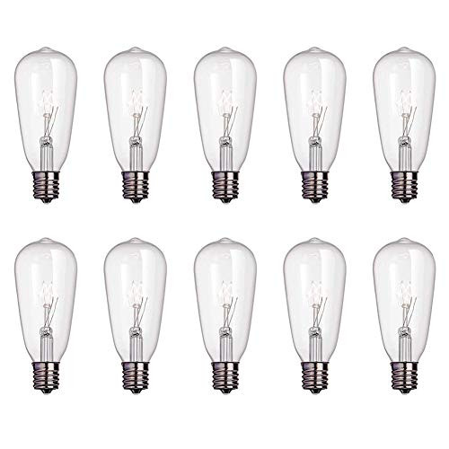 Dr.BeTree 10 Pack ST40 Clear Bulbs Lights Replacement Bulbs,7-Watt C9/E17 Screw Base,ST40 Vintage Replacement Light Bulbs for Indoor Outdoor Patio Decoration