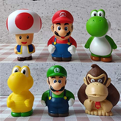 Super Mario Toys - 6Pcs Mario toys with Luigi and Yoshi - Mario Bros Action Figures - Super Mario Cake Topper Decoration - Mini Mario Toy Figures  and  Playsets Super Mario Toys - 6Pcs Mario toys with Luigi and Yoshi - Mario Bros Action Figures - Super Mario Cake Topper Decoration - Mini Mario Toy Figures  and  Playsets