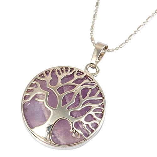 Nupuyai Tree of Life Stone Pendant Necklace for Unisex, Pendants with Chain 19.5" Chakra Jewelry Nupuyai Tree of Life Stone Pendant Necklace for Unisex, Pendants with Chain 19.5" Chakra Jewelry