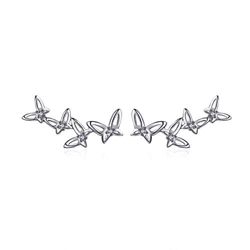 Butterfly Climber Stud Earrings Sterling Silver for Women Girls Dainty Cute Cubic Zirconia Ear Crawler Wrap Cuff Earring Fashion Jewelry Gifts Hypoallergenic Butterfly Climber Stud Earrings Sterling Silver for Women Girls Dainty Cute Cubic Zirconia Ear Crawler Wrap Cuff Earring Fashion Jewelry Gifts Hypoallergenic