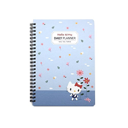 Sanrio Hello Kitty Floral Spiral Daily Notebook Note Pad 1pc -Blue-
