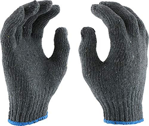 West Chester 710SLG Medium Weight Poly Cotton Gloves  Gray, 9 in, Womens String Knit Gloves with Extended Cuffs. Protective Work Accessories