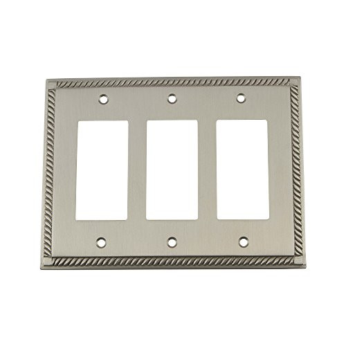 Nostalgic Warehouse 720039 Rope Switch Plate with Triple Rocker, Satin Nickel